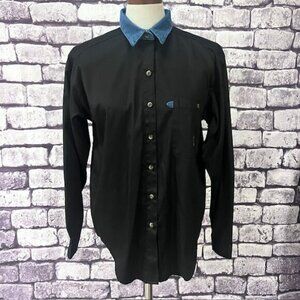 Rough Stock Black & Blue Vintage Blouse Size S